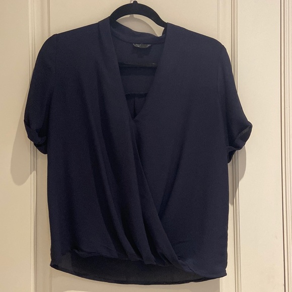 Navy topshop short sleeve blouse - Picture 1 of 2
